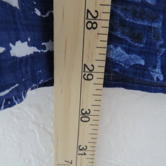 JOGAL* Men's Short Sleeve Button Down Curved Hem Semi-Sheer BOHO Shirt~ Large - Picture 6 of 9